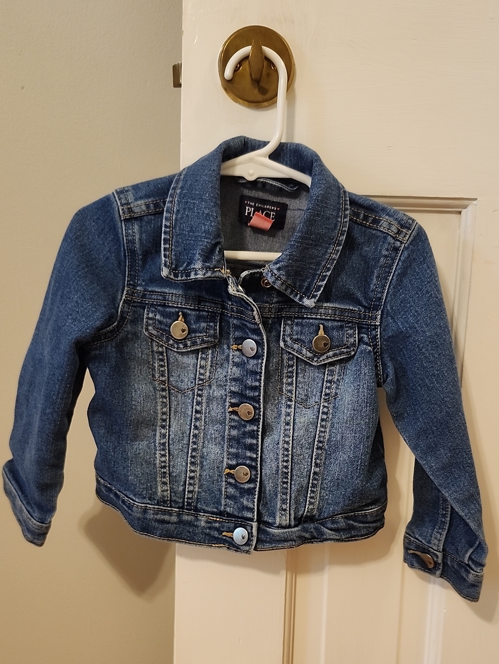 The Children's Place Dark Blue Denim Jacket (Size 2T)